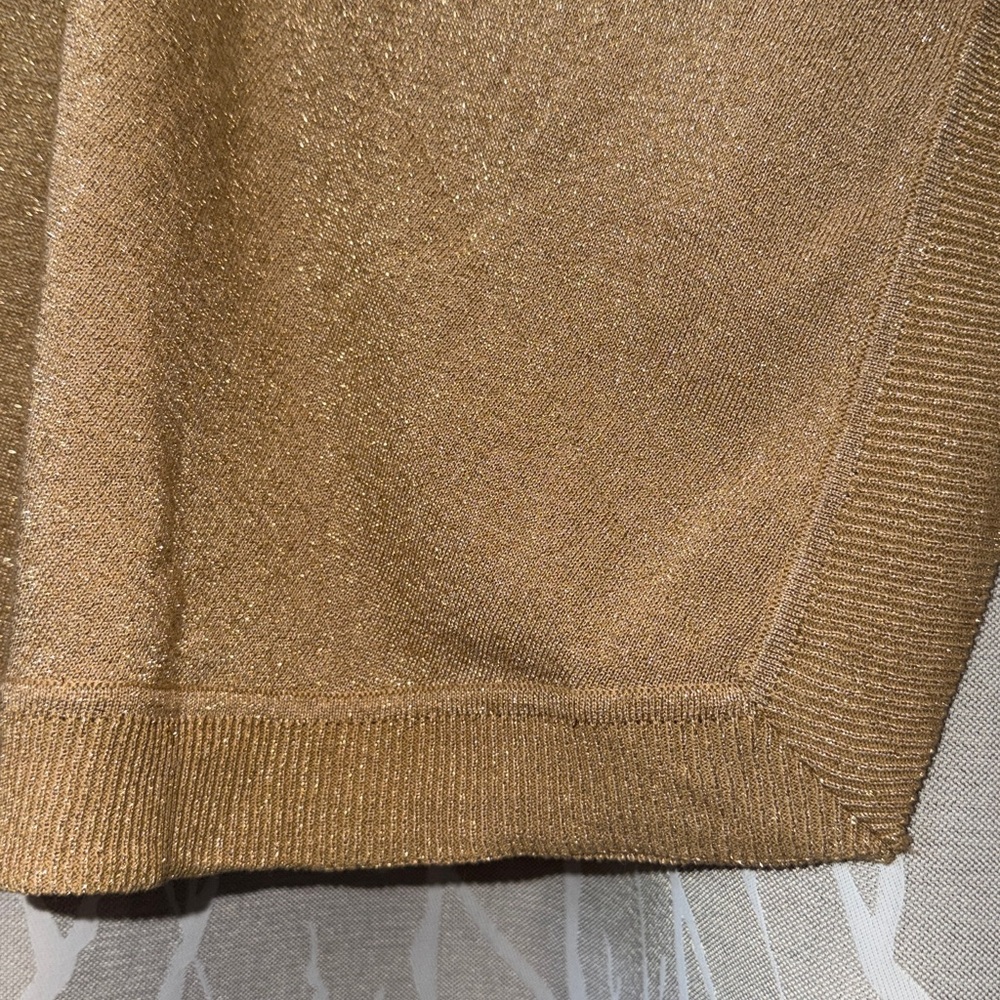 Michael Kors Shimmery Gold V-Neck Poncho Sweater Size 1X - Picture 5 of 5